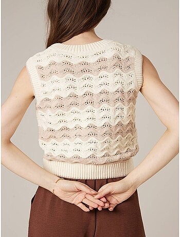 Débardeur sans manches femme en maille crochetée 'Deeluxe'