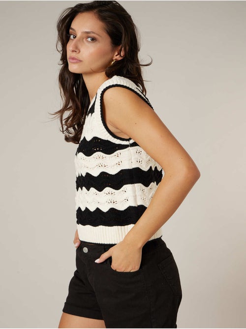 Débardeur sans manches femme en maille crochetée 'Deeluxe' - Kiabi