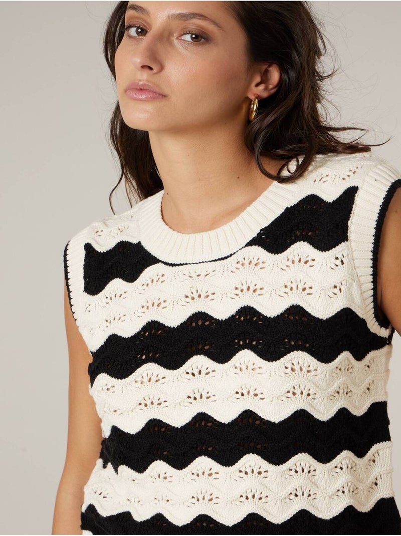 Débardeur sans manches femme en maille crochetée 'Deeluxe' Noir - Kiabi