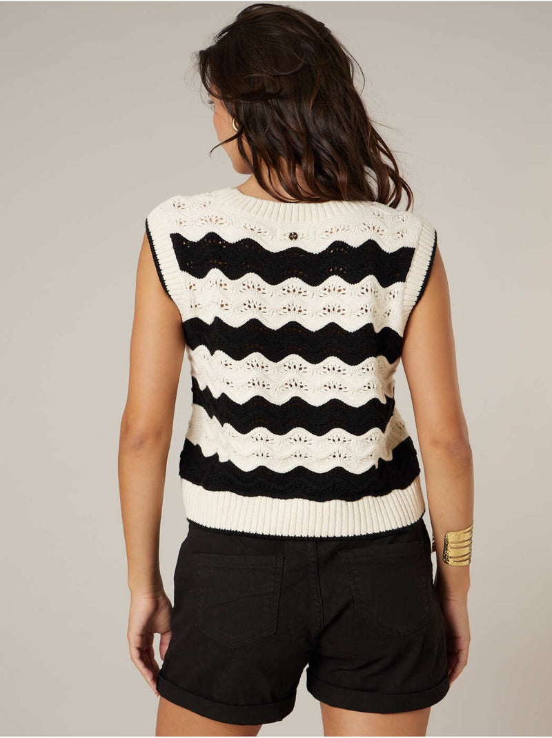 Débardeur sans manches femme en maille crochetée 'Deeluxe' Noir - Kiabi