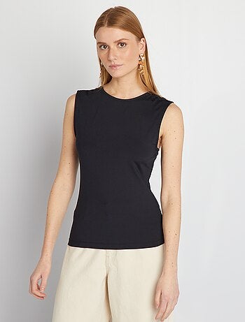 Débardeur Femme Forever 21 Noir Et Ivoire à Pois – Taille S/P, Volants, Occasion En Bon état