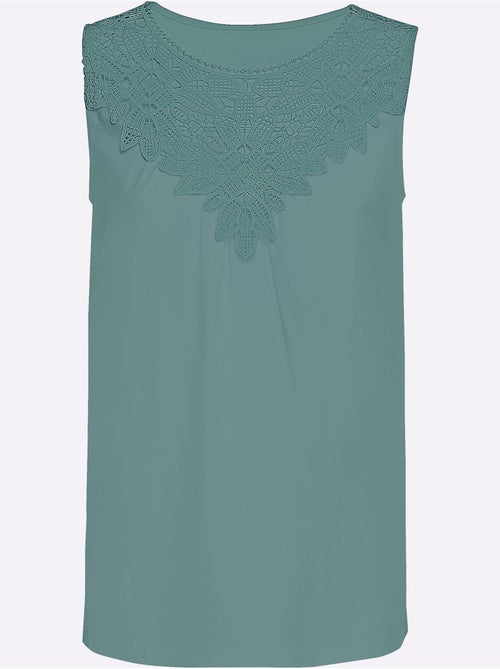 Débardeur sans manches viscose douce avec empiècement dentelle et col rond - Taille standard - Witt - Kiabi