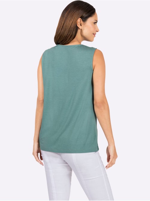 Débardeur sans manches viscose douce avec empiècement dentelle et col rond - Taille standard - Witt - Kiabi