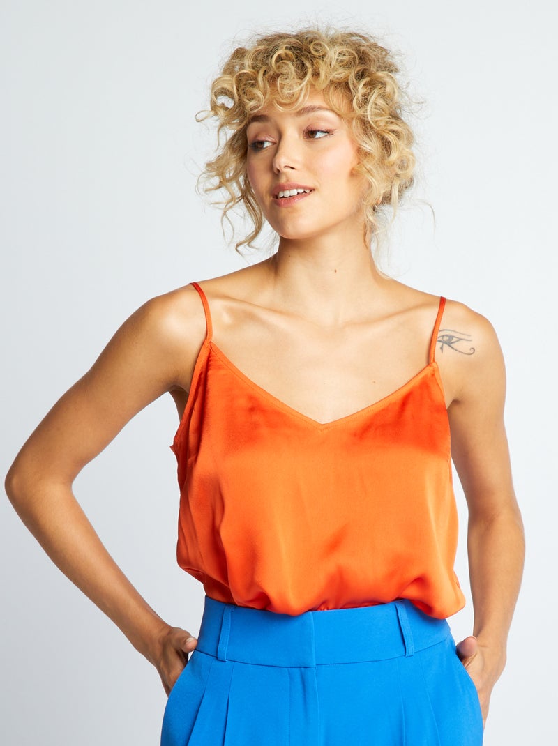 Débardeur satiné Orange - Kiabi