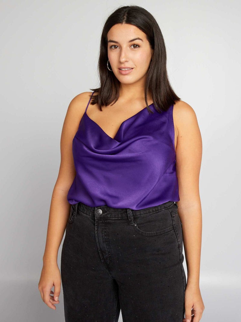 Débardeur satiné Violet - Kiabi
