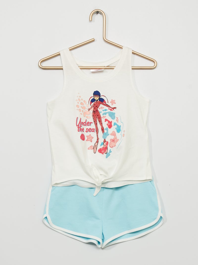 Débardeur + short 'Miraculous' - 2 pièces Blanc/bleu - Kiabi
