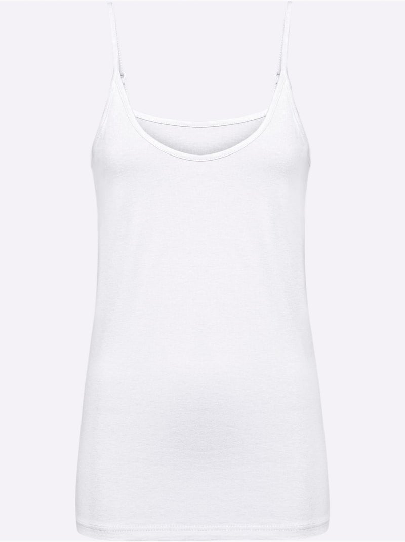 Débardeur Spaghetti Qualité Viscose Douce - Taille Standard - Helline Blanc - Kiabi