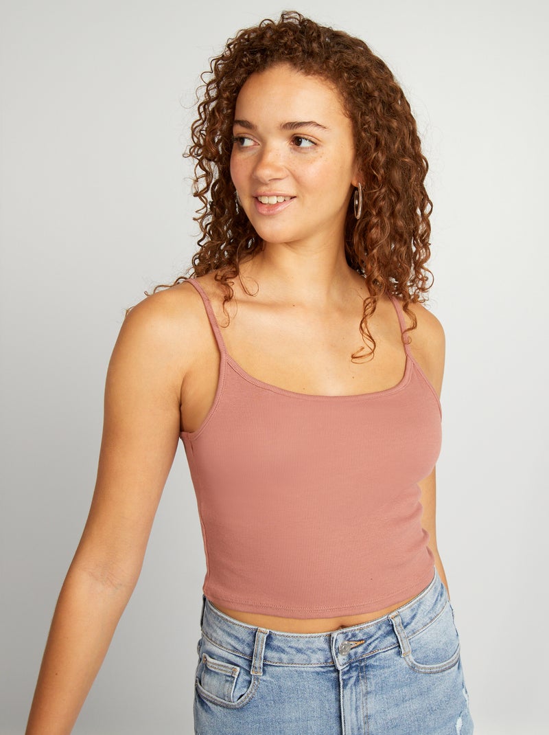 Débardeur stretch uni Marron - Kiabi
