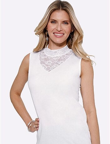 Débardeur Superbe Empiècement En Dentelle - Taille Standard - Moda Vilona