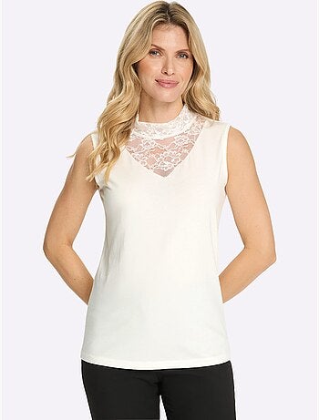 Débardeur Superbe Empiècement En Dentelle - Taille Standard - Moda Vilona
