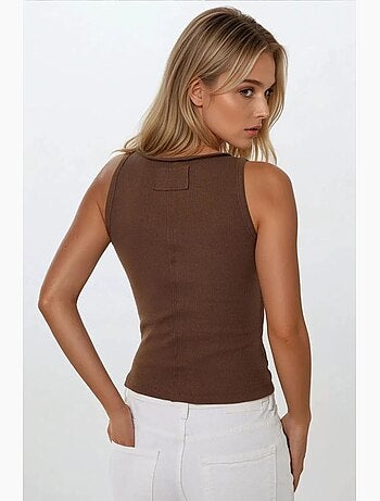 Débardeur texturé col en v ajusté détails couture hiccup