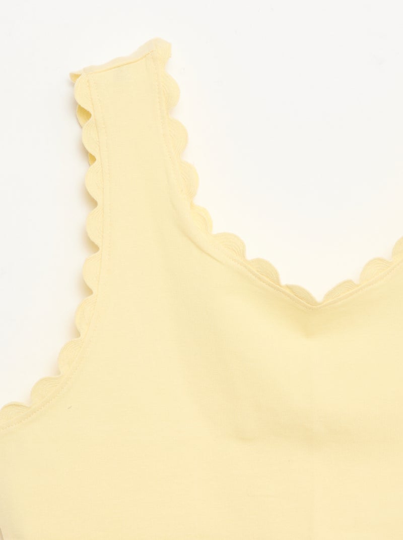 Débardeur uni avec bords ondulés Jaune - Kiabi
