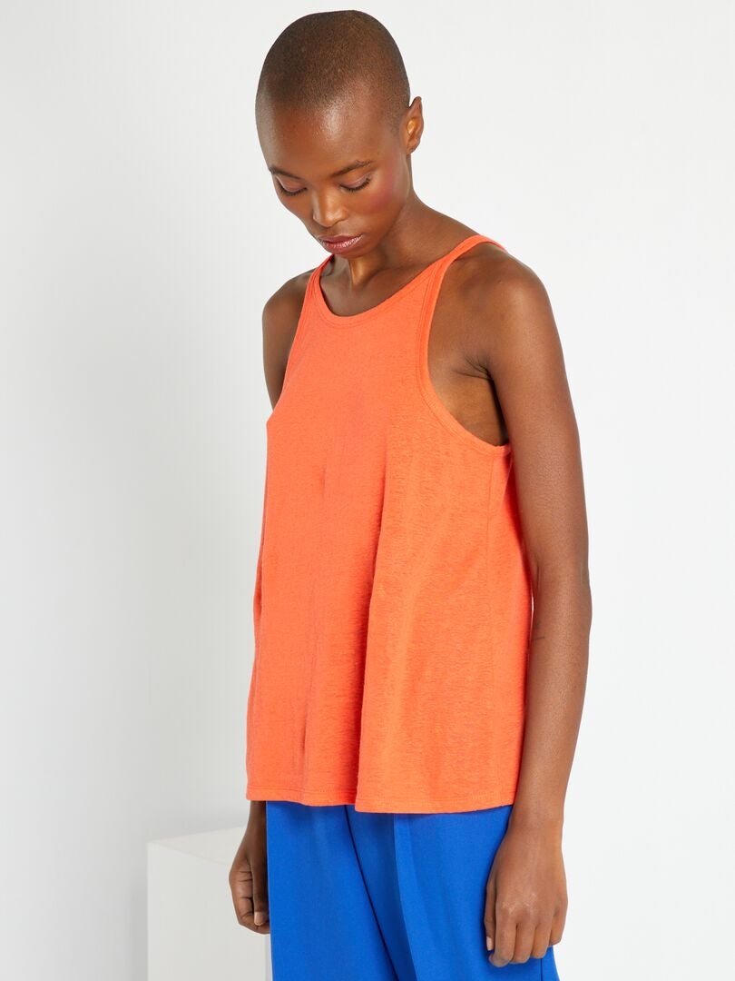 Débardeur uni avec lin rouge corail - Kiabi