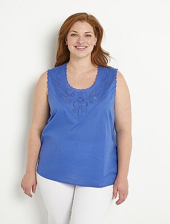 Débardeur uni coton brodé