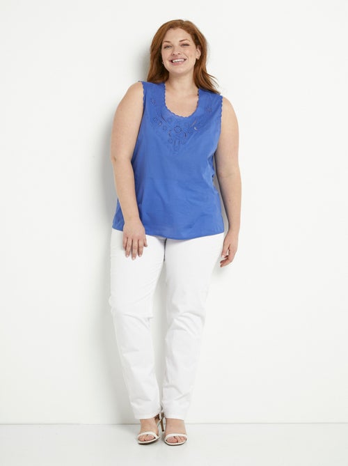 Débardeur uni coton brodé - Kiabi