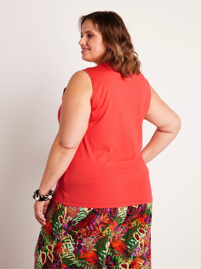 Débardeur uni court brodé sequins Orange - Kiabi