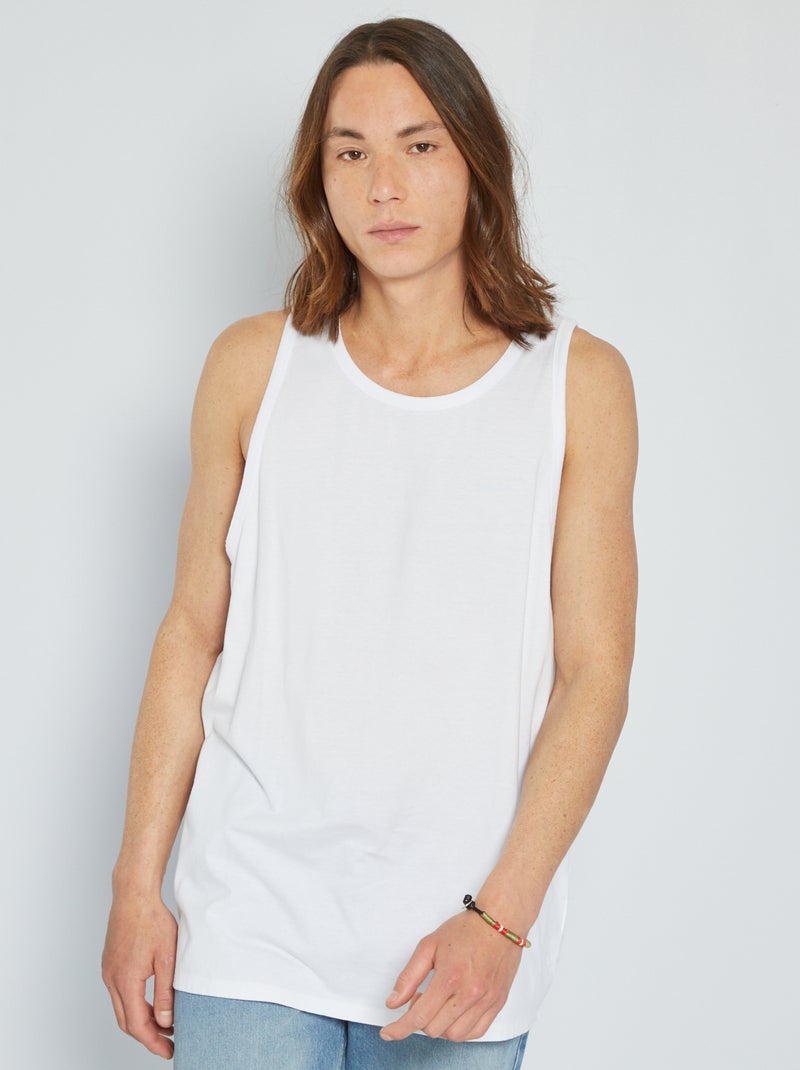 Débardeur uni en jersey blanc - Kiabi