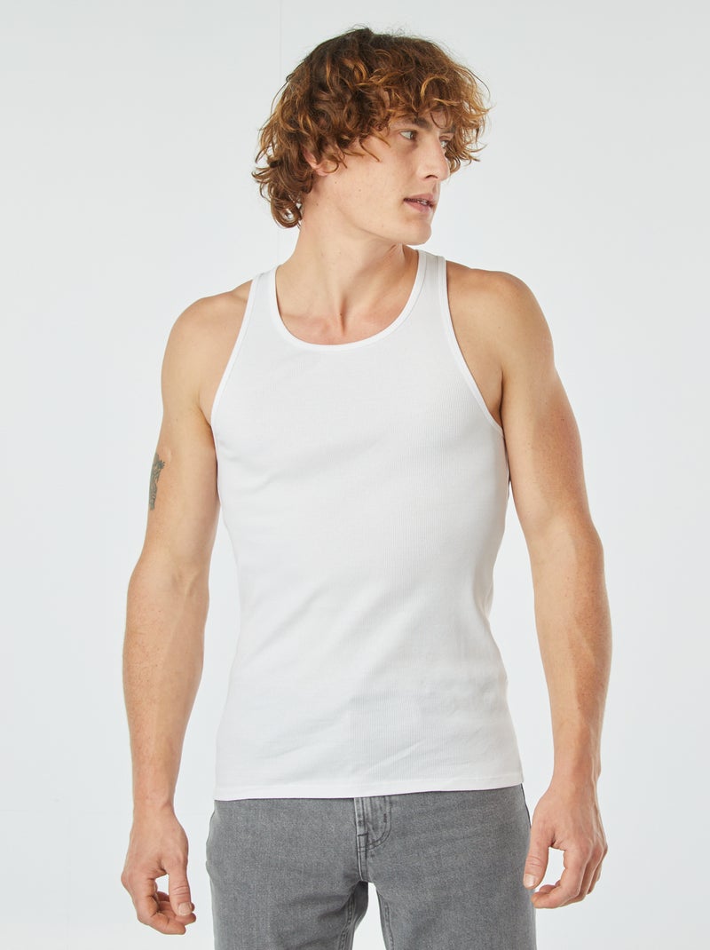 Débardeur uni en maille côtelée blanc - Kiabi