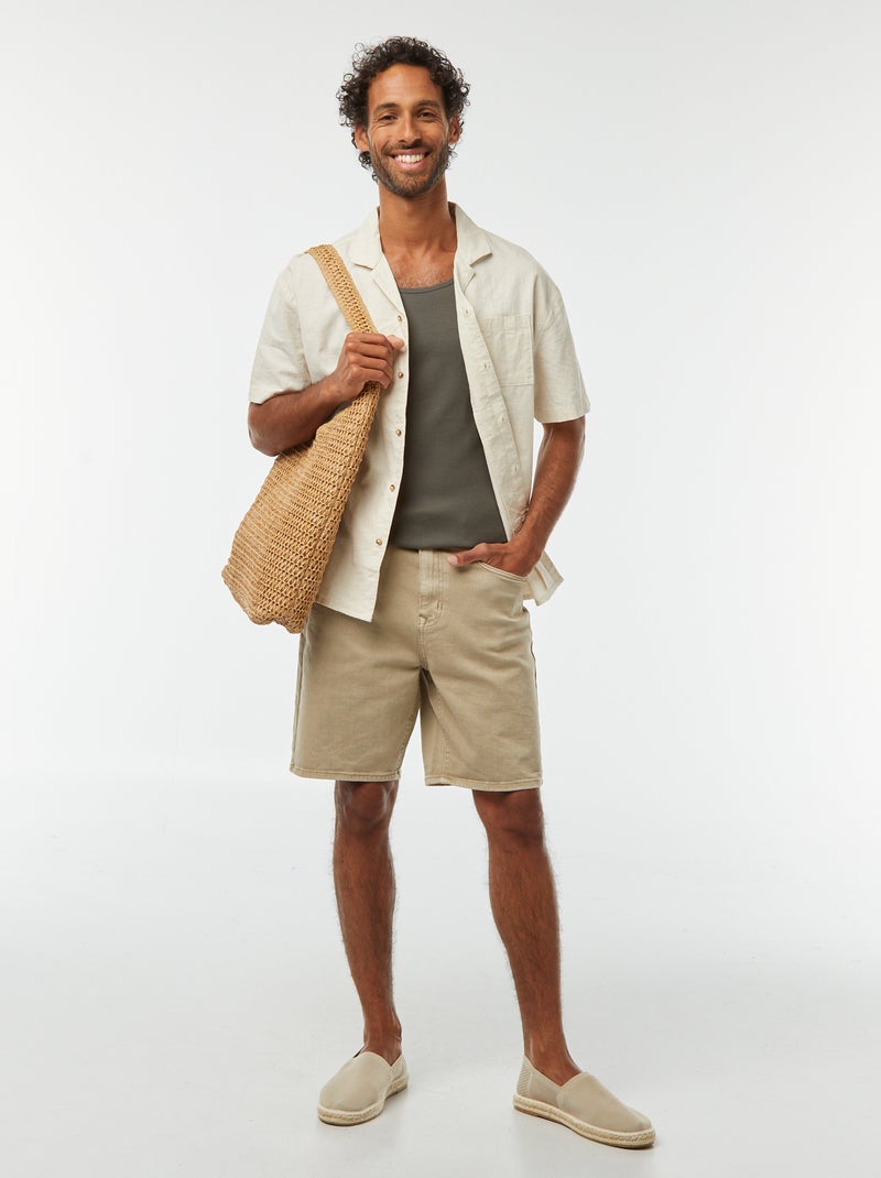 Débardeur uni en maille côtelée KAKI - Kiabi