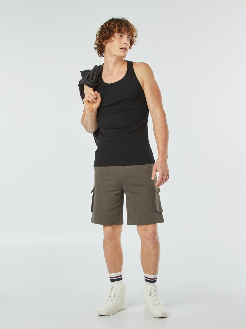 Débardeur uni en maille côtelée Noir - Kiabi