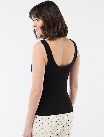 Débardeur uni en matière côtelée