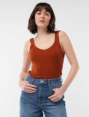 Débardeur uni en matière côtelée
