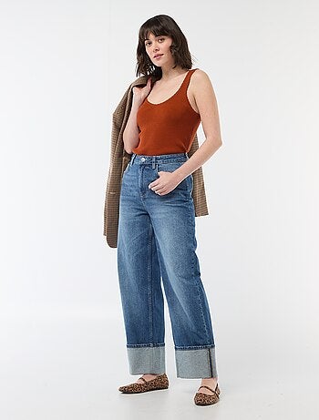 Débardeur uni en matière côtelée