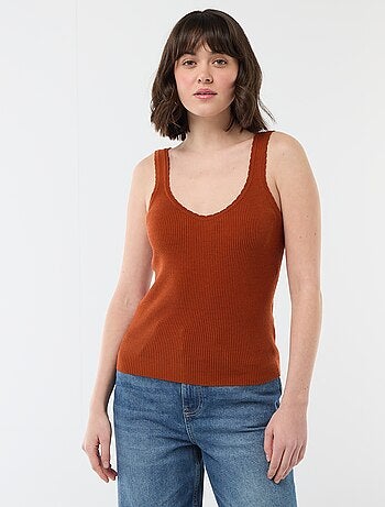 Débardeur uni en matière côtelée