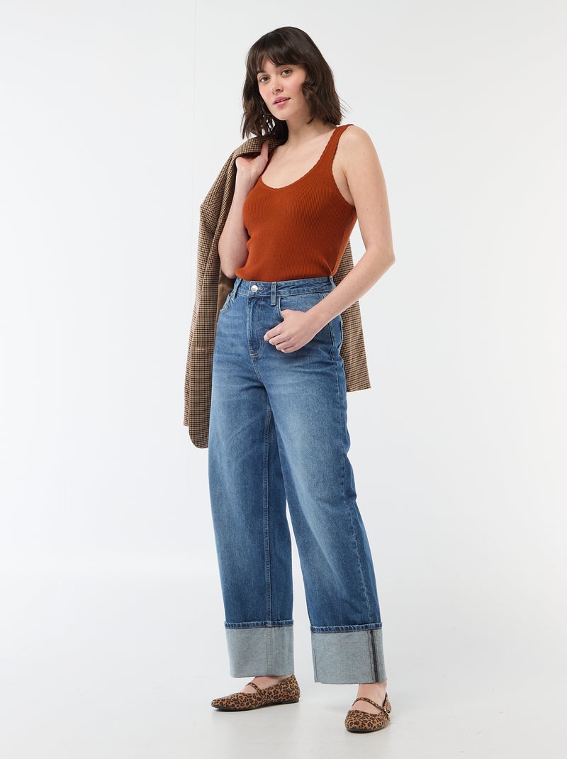 Débardeur uni en matière côtelée Rouge - Kiabi