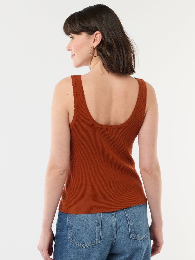 Débardeur uni en matière côtelée Rouge - Kiabi