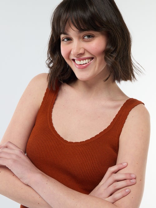 Débardeur uni en matière côtelée - Kiabi