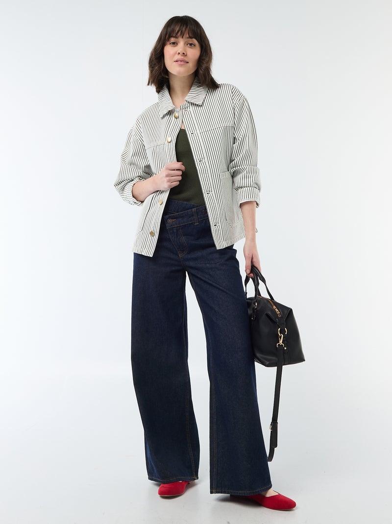 Débardeur uni en matière côtelée Vert - Kiabi