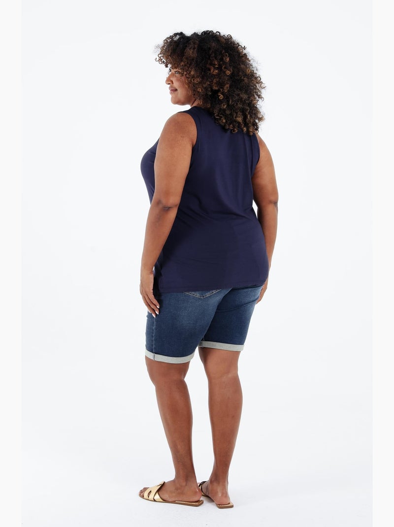 Débardeur uni en viscose PAPRIKA Bleu Ecru - Kiabi