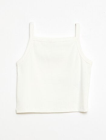 Débardeur uni fines bretelles côtelé