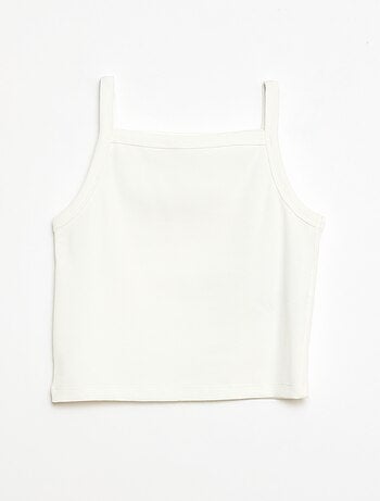 Débardeur uni fines bretelles côtelé