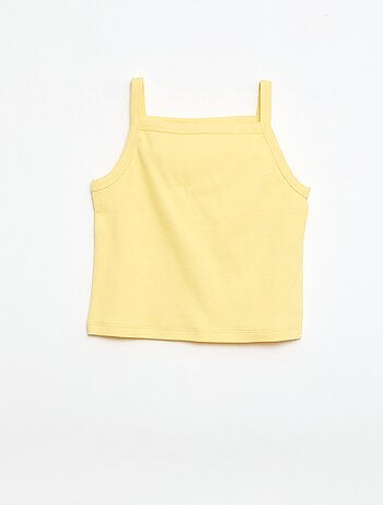 Débardeur uni fines bretelles côtelé