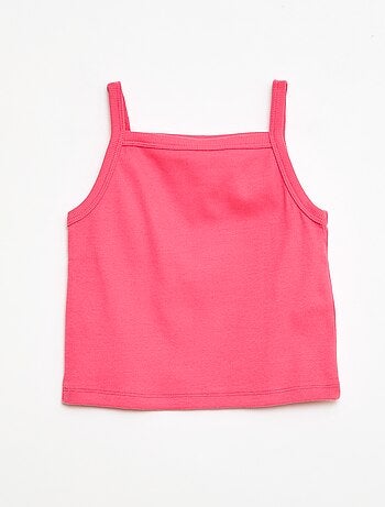 Débardeur uni fines bretelles côtelé