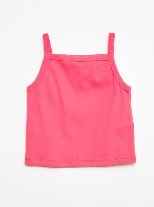 Débardeur uni fines bretelles côtelé - Kiabi