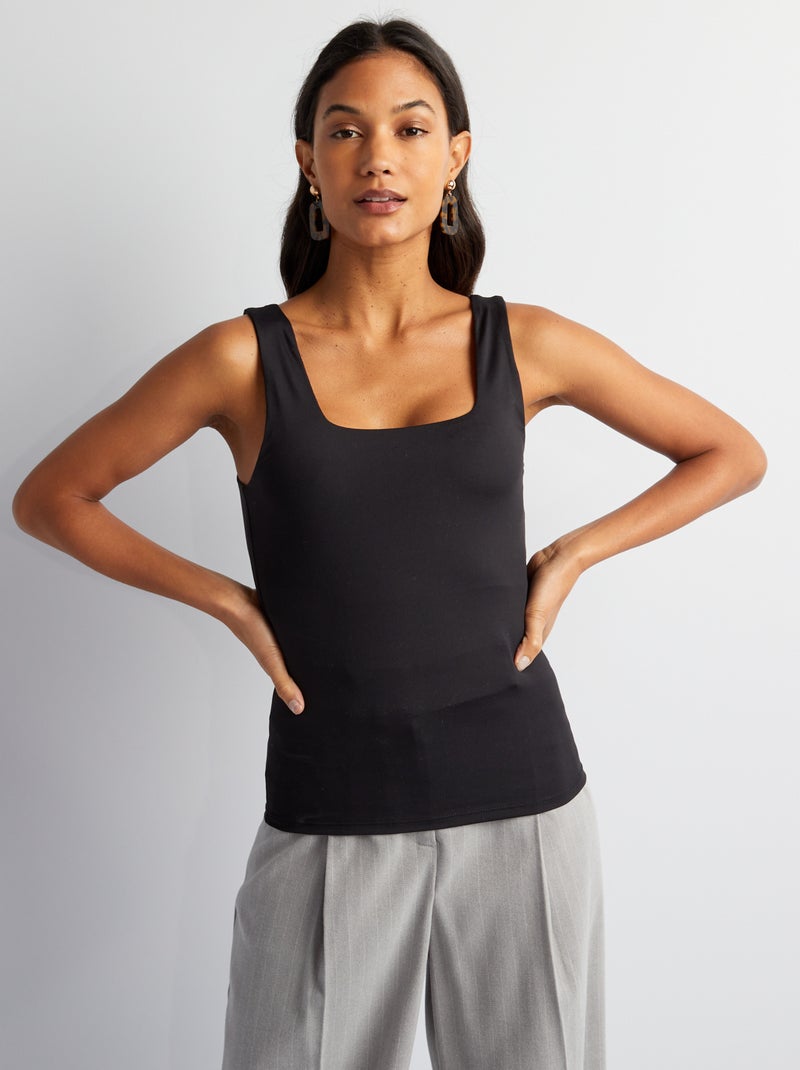 Débardeur uni pour femme à larges bretelles Noir - Kiabi