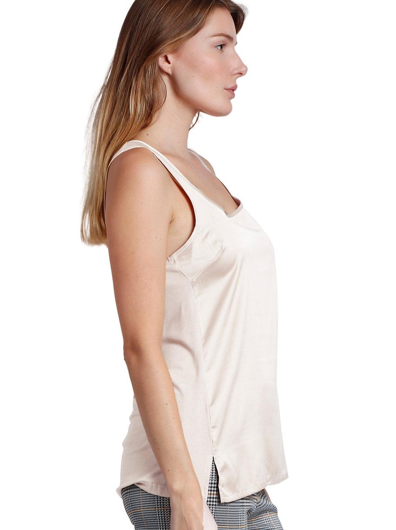 Débardeur uni Satin Lace Ecru - Kiabi