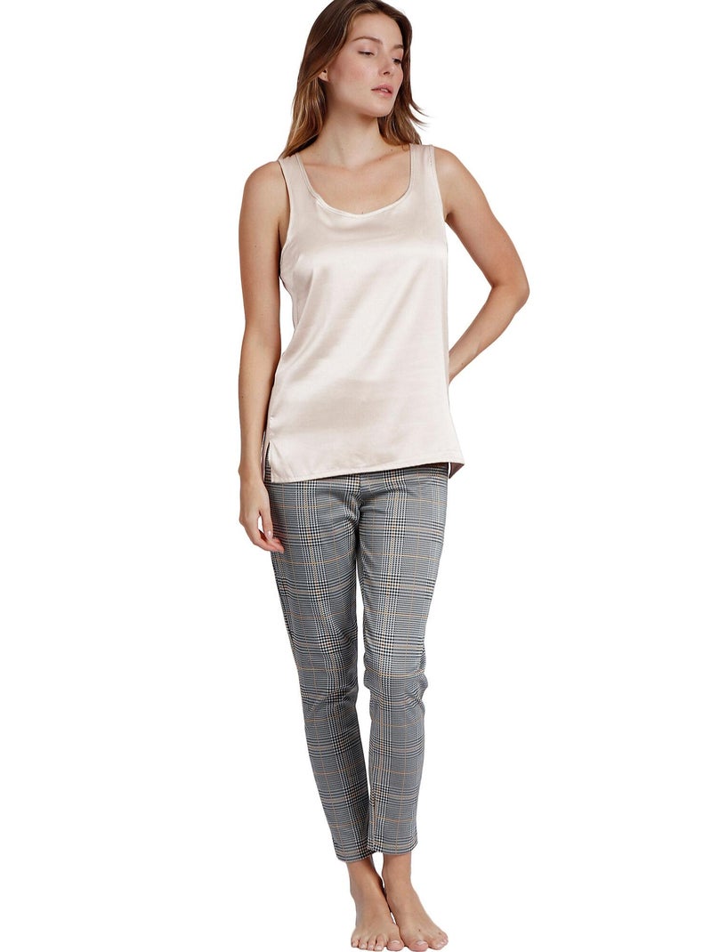 Débardeur uni Satin Lace Ecru - Kiabi