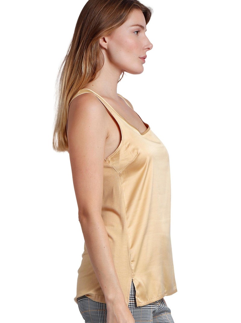 Débardeur uni Satin Lace Jaune - Kiabi