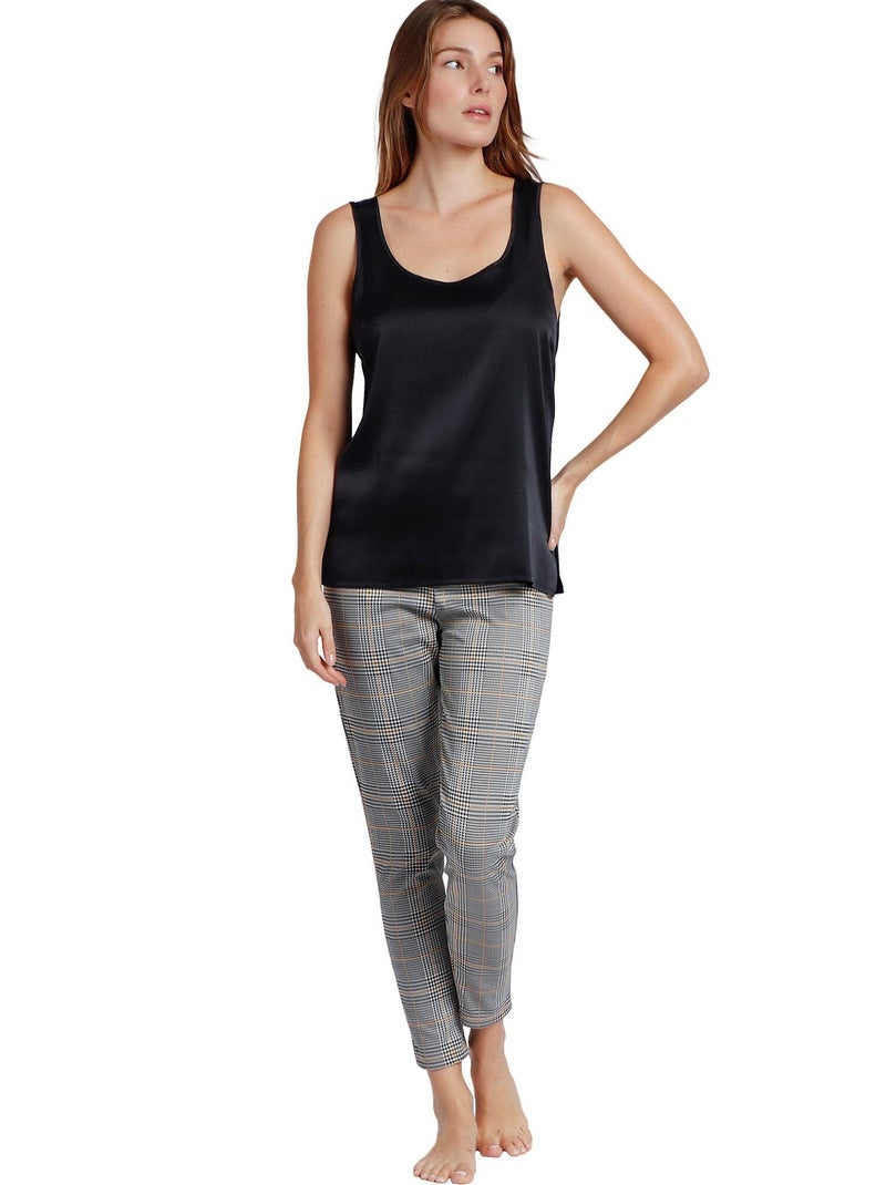 Débardeur uni Satin Lace Noir - Kiabi