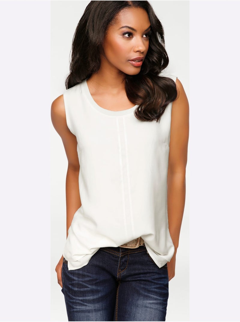 Débardeur Viscose - Taille Standard - Helline Ecru - Kiabi