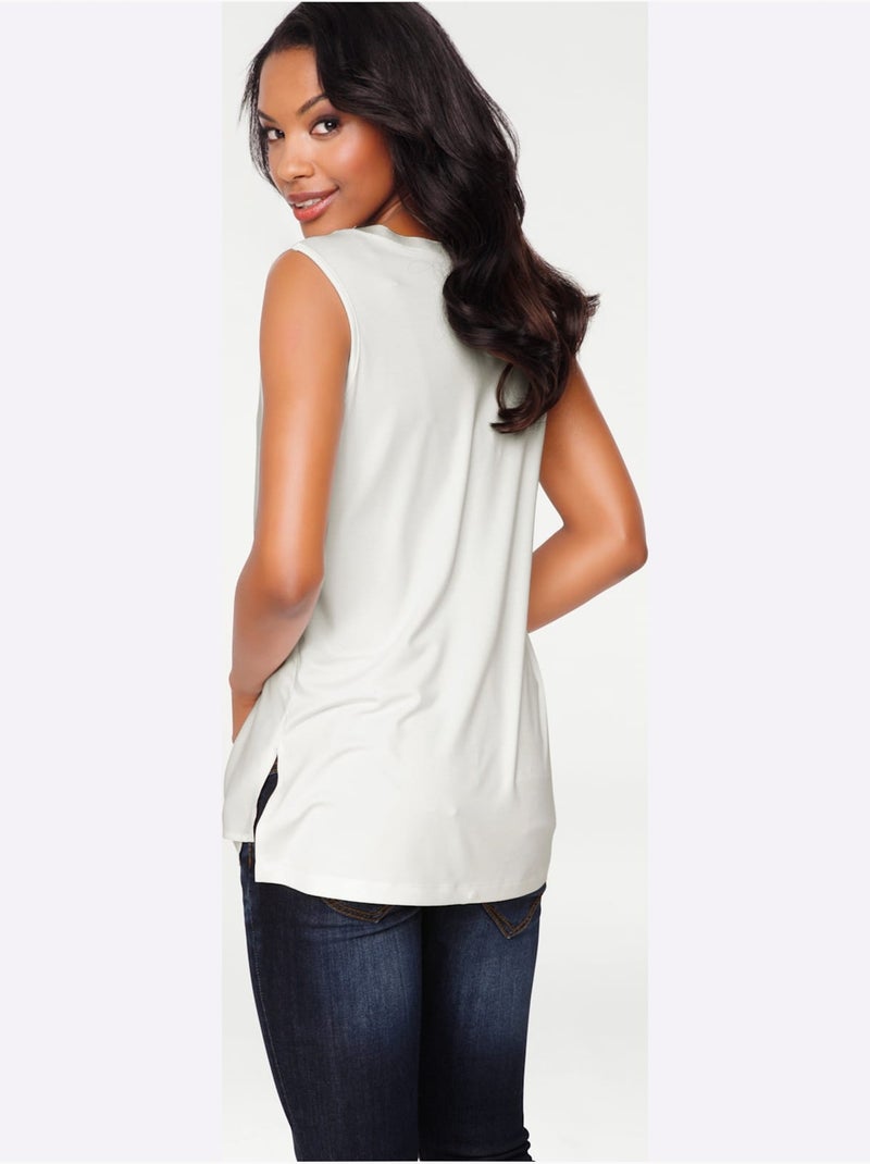Débardeur Viscose - Taille Standard - Helline Ecru - Kiabi