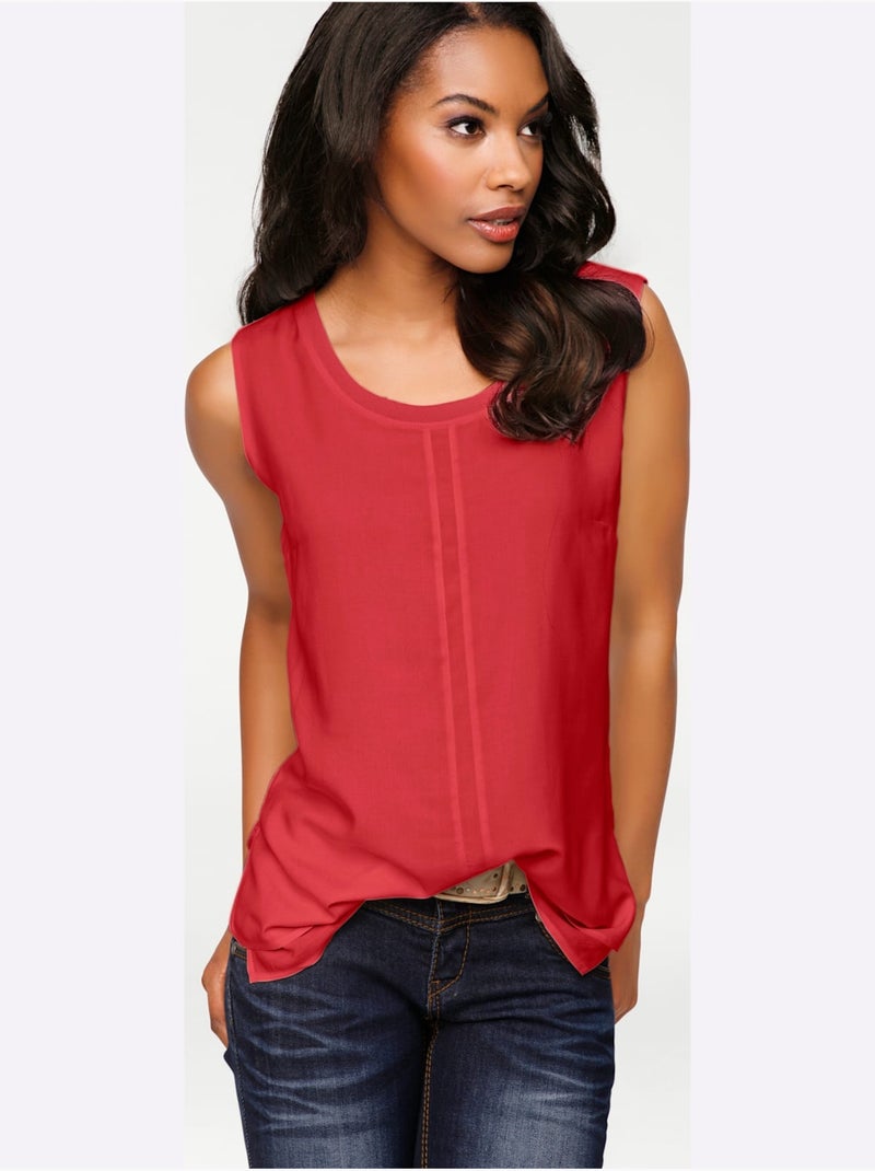 Débardeur Viscose - Taille Standard - Helline Rouge - Kiabi