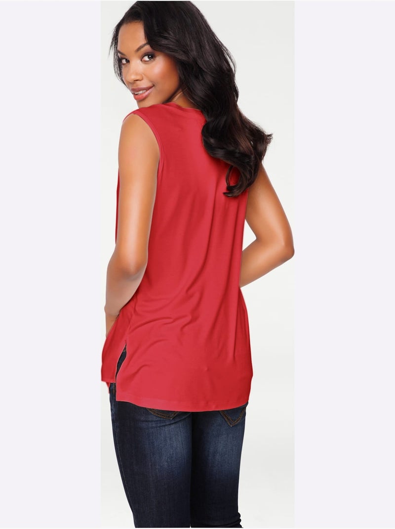 Débardeur Viscose - Taille Standard - Helline Rouge - Kiabi