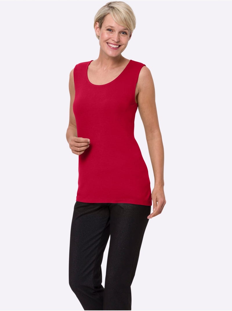 Débardeur Viscose Douce Et Fluide - Taille Standard - Moda Vilona Rouge - Kiabi