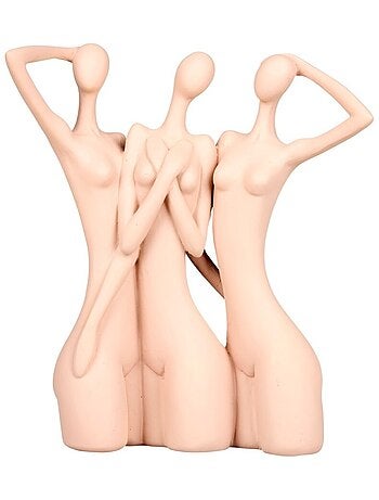 Déco à poser 3 femmes en résine rose