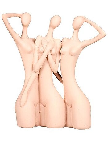 Déco à poser 3 femmes en résine rose